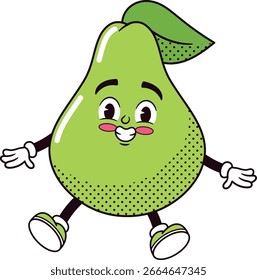 Mascote bonito de pera sorridente