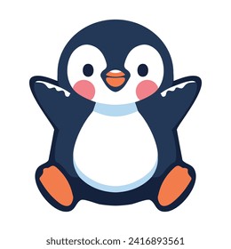 Cute smiling penguin cartoon vector animal