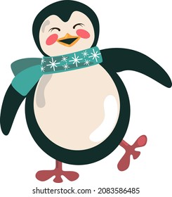 cute smiling penguin dancing funny dance