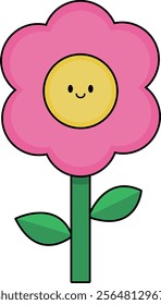 Cute smiling pink daisy, smiling faces