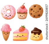 Cute Smiling Pink Dessert Set