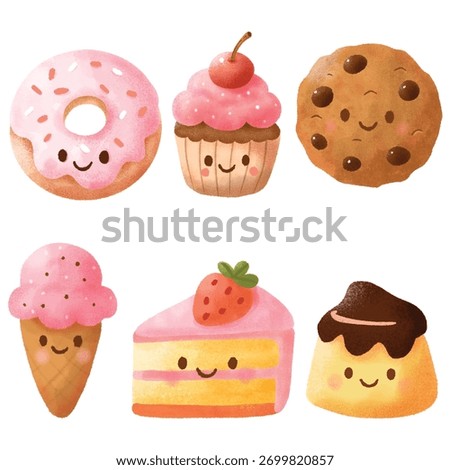 Cute Smiling Pink Dessert Set