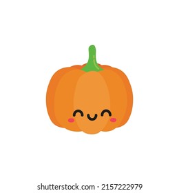 Cute smiling pumpkin cartoon. Happy fruit vector illustration