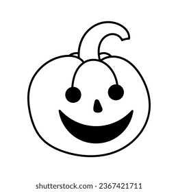 Cute smiling pumpkin Halloween, black and white vector pumpkin icon