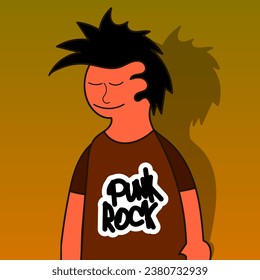 Cute smiling punk. Flat character design. Street art graffiti style. Vector.