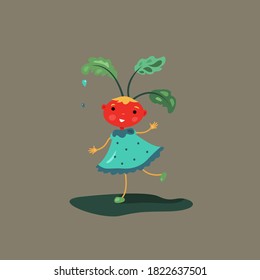 Cute smiling radish in vector