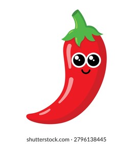 Cute Smiling Red Chili Pepper Character