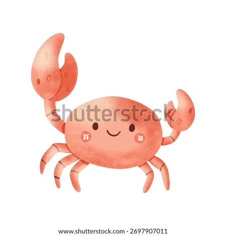 Cute smiling red crab character