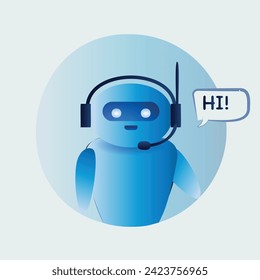 Cute smiling robot, chat bot say hi. Vector modern flat cartoon character illustration. Vector illustration.