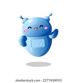 Cute smiling robot. Virtual assistant in your device. Future robotic technology. Artificial Intelligence mascot. Ai chat bot