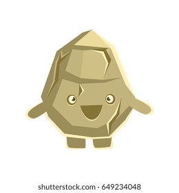 Cute smiling rock element. Cartoon emotions character vector Illustration