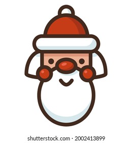Cute smiling Santa Claus face. Colorful icon. Flat vector illustration isolated on a white background.