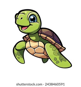 cute smiling sea turtle vector illustration