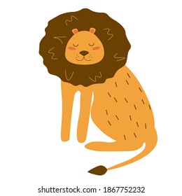 Cute smiling simple lion vector illustration