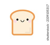 Cute smiling slice toast bread character icon. Vector illustration in kawaii cartoon style.