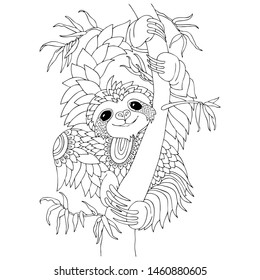 cute smiling sloth hanging on tree stock vector royalty free 1460880605 shutterstock