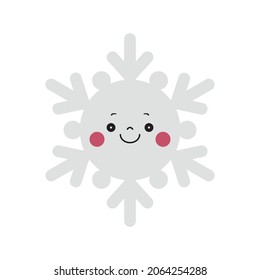 Cute smiling snowflake. cartoon vector illustration