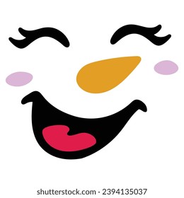 Cute smiling snowman face. Simple snowman vector illustration isolated on white background. Christmas design