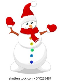 Cute smiling snowman illustration.Vector.