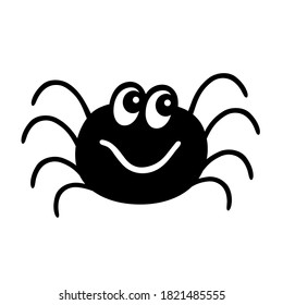 Cute smiling spider. Сartoon character. Doodle vector illustration. Element for greeting cards, posters, stickers and seasonal design.