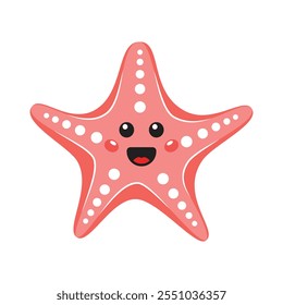 Cute smiling starfish icon in flat style. Sea stars vector illustration on isolated background. Sea animal sign business concept.