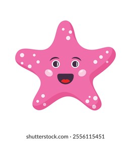 Cute smiling starfish icon in flat style. Sea stars vector illustration on isolated background. Sea animal sign business concept.