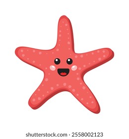 Cute smiling starfish icon in flat style. Sea stars vector illustration on isolated background. Sea animal sign business concept.