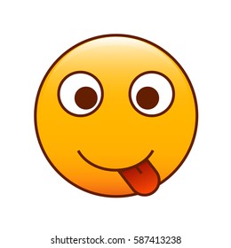 Cute smiling sticking out his tongue. Vector emoticon