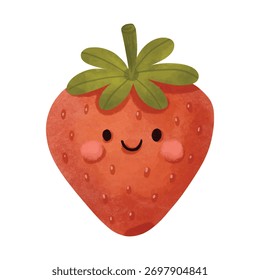 Cute Smiling Strawberry Fruit Character