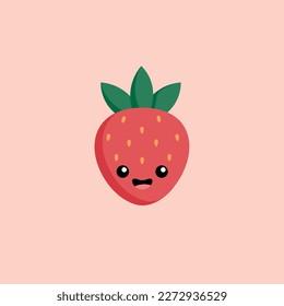 Cute smiling strawberry vector illustration