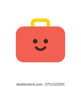 Ícone de mala sorridente bonito, Ilustração de bagagem de viagem mínima