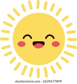 A cute, smiling sun with bright yellow rays, perfect for sunny day, cheerful weather, or light-hearted content for all ages.

