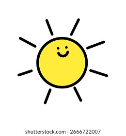 Cute Smiling Sun Cartoon Vector Illustration