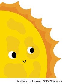 Cute smiling sun character isolated on white background. Happy space character for kids. Vector illustration