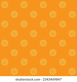 Patrón sin problemas del vector de caracteres de sol sonriente