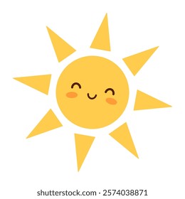 Cute smiling sun. Flat vector illustration isolated on white background