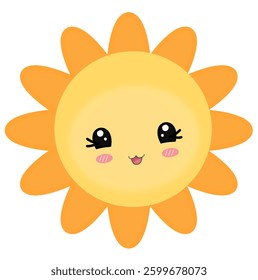 A cute smiling sun with glowing rays, symbolizing warmth, happiness, and summer vibes, bringing light and energy to brighten the day.