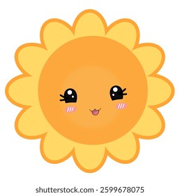 A cute smiling sun with glowing rays, symbolizing warmth, happiness, and summer vibes, bringing light and energy to brighten the day.