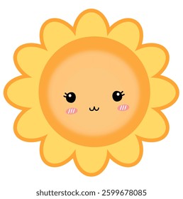 A cute smiling sun with glowing rays, symbolizing warmth, happiness, and summer vibes, bringing light and energy to brighten the day.
