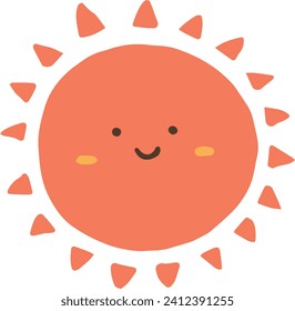 Cute smiling sun hand drawn illustration material