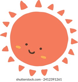 Cute smiling sun hand drawn illustration material