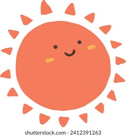 Cute smiling sun hand drawn illustration material