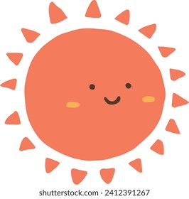 Cute smiling sun hand drawn illustration material