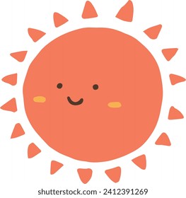 Cute smiling sun hand drawn illustration material