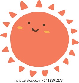 Cute smiling sun hand drawn illustration material