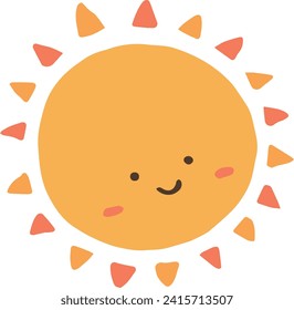 Cute smiling sun hand drawn illustration material