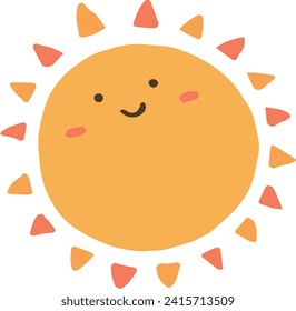 Cute smiling sun hand drawn illustration material