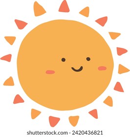 Cute smiling sun hand drawn illustration material