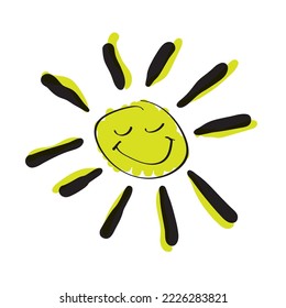 Icono de sol sonriente lindo aislado en fondo blanco
