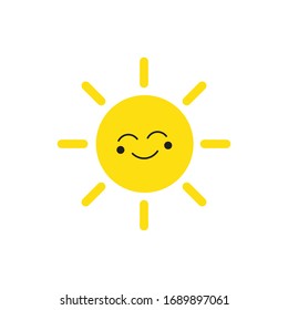 Cute Smiling Sun Icon Vector Design Illustration